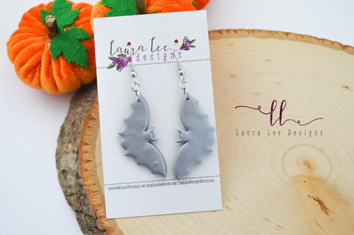 Hanging Bats Clay Earrings || Silver || Made to Order