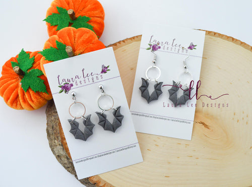 Small Bats Clay Earrings || Gray || Made to Order