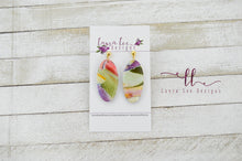 Small Jackie Oval Clay Earrings || Bright Watercolor