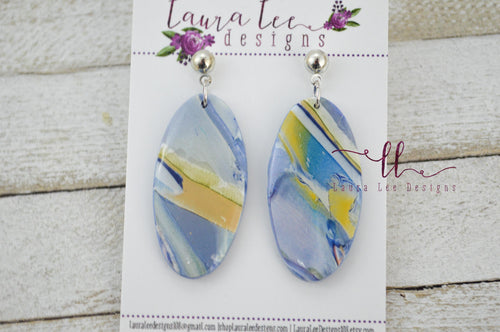 Small Jackie Oval Clay Earrings || Watercolor