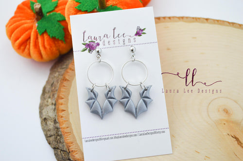 Small Bats Clay Earrings || Silver || Made to order