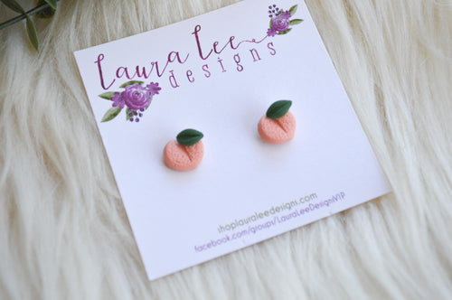 Clay Stud Earrings || Small Peaches