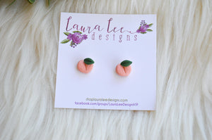 Clay Stud Earrings || Small Peaches