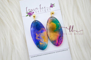 Jackie Oval Clay Earrings || Watercolor