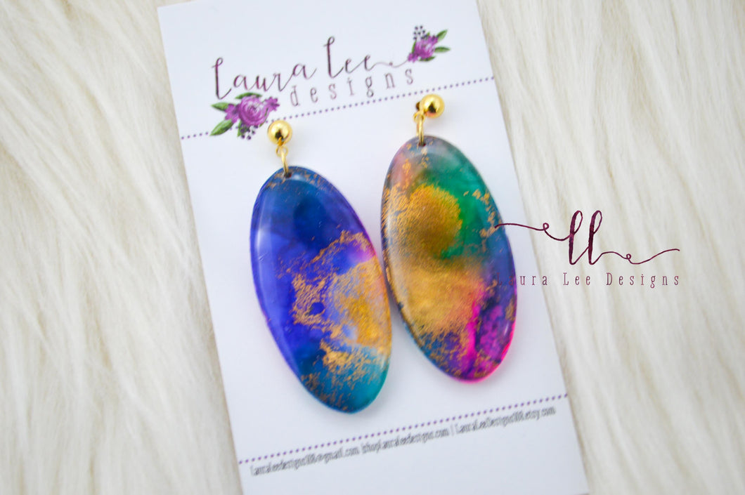 Jackie Oval Clay Earrings || Watercolor