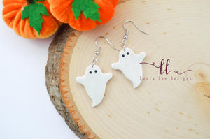 Ghost Clay Earrings || White AB Shimmer