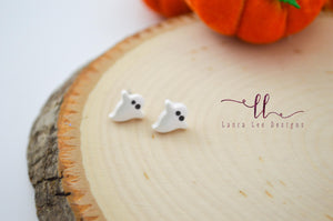 Clay Ghosts Stud Earrings || White AB || Made to Order