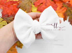 Large Julia Messy Bow Style Bow || White