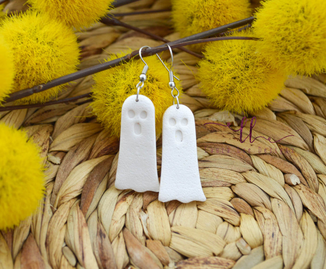 Ghost Clay Earrings || White ||Made to Order